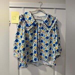 Blue Floral Button Up